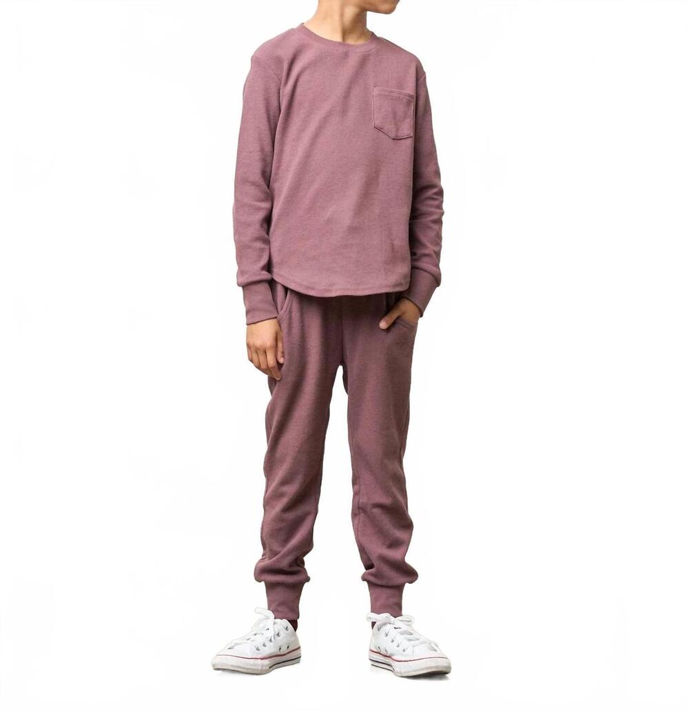 NEW LITTLE BIPSY boys waffle top in huckleberry